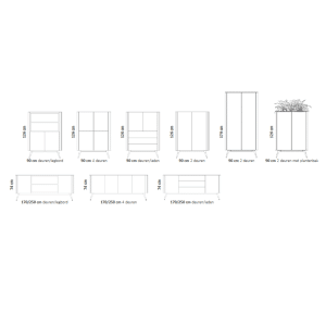 Voortman Credenza dressoirkast, twee deuren - 90 x 126 cm