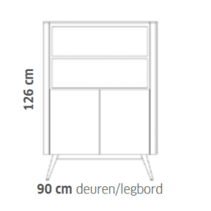 Voortman Credenza dressoirkast, deuren/legbord - 90 x 126 cm
