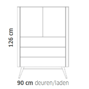 Voortman Credenza dressoirkast, deuren/legbord - 90 x 126 cm