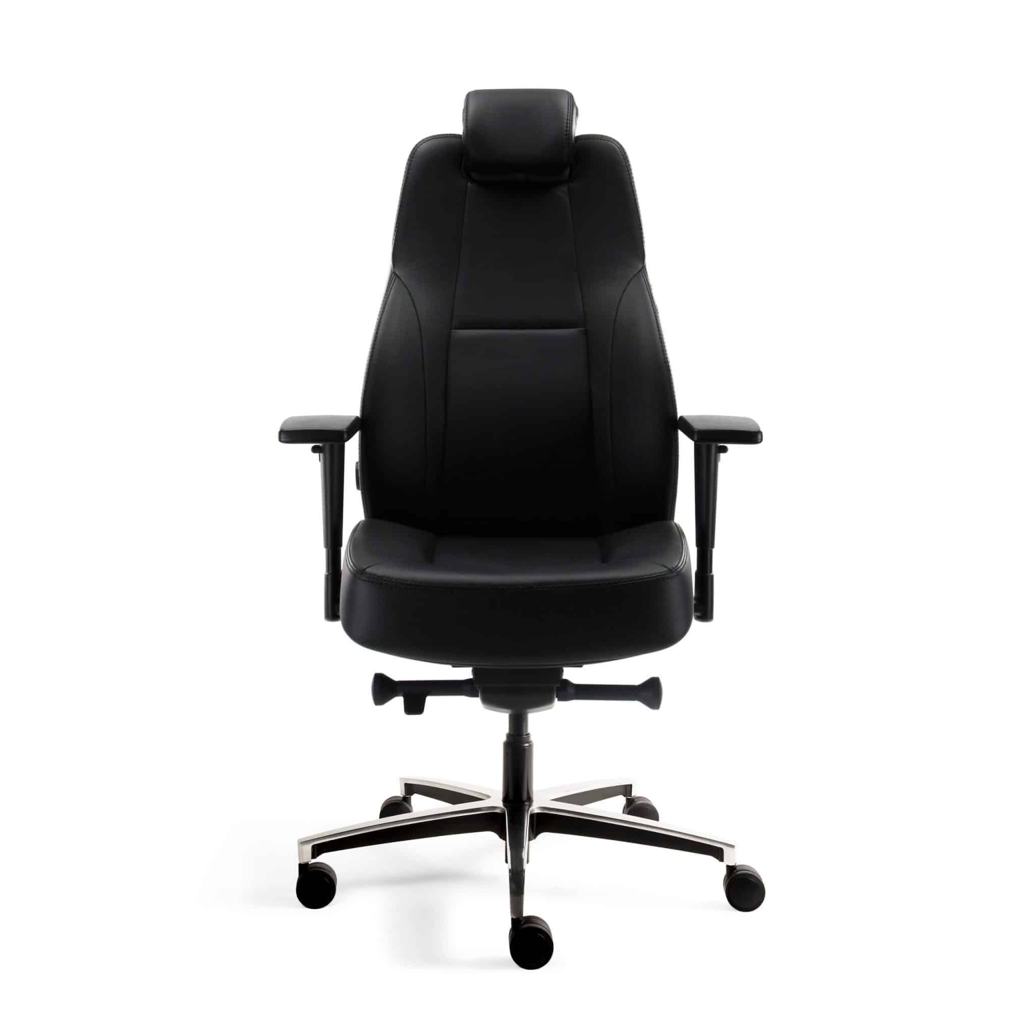 DKM Task leder. Ergonomische 24 uurs stoel - volledig gestoffeerd in leder