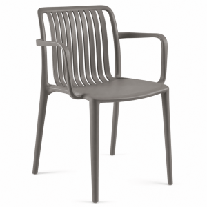 DKM Luma Chair. Stevige, kleurrijke en comfortabele kunststof stoel met armleggers. Ook verkrijgbaar als kruk DKM Luma Bar