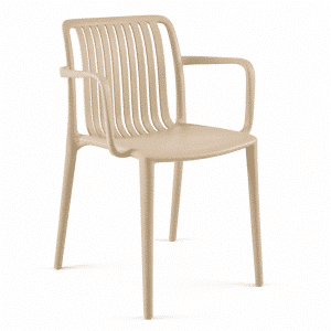 DKM Luma Chair. Stevige, kleurrijke en comfortabele kunststof stoel met armleggers. Ook verkrijgbaar als kruk DKM Luma Bar