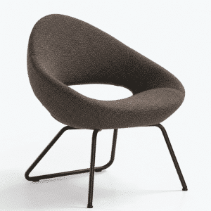 artifort shark lounge slede 2 poot selecte 280 chocolate en onderstelkleur p10 jet black voor schuin.png