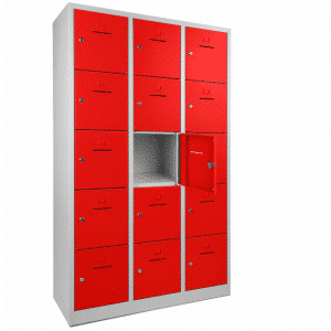 shc15 lockerkast 3 kolom en 15 vaks grijs rood.png