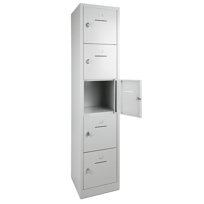 shc2 lockerkast 1 kolom en 5 vaks grijs open 1.png