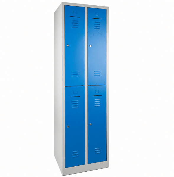 wrc4 lockerkast 2 koloms en 4 vakken kleding locker blauw grijs.png