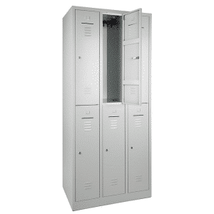 wrc6 lockerkast 3 koloms en 6 vakken kleding locker open.png