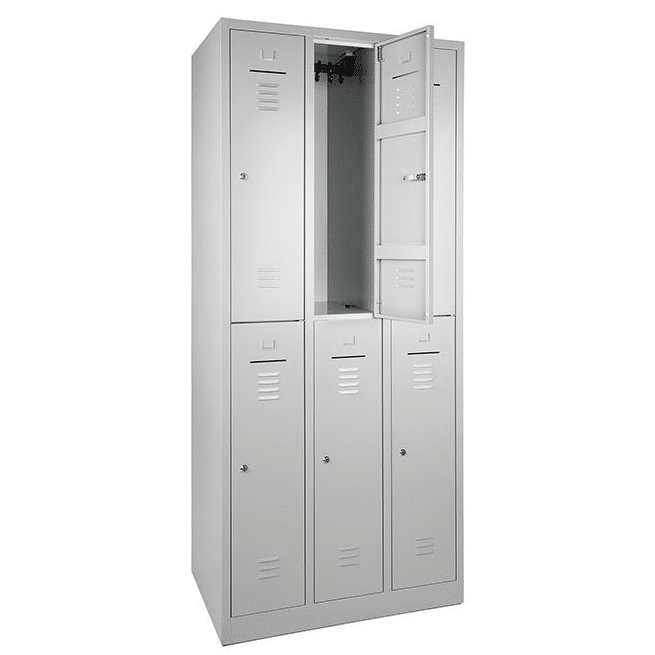 wrc6 lockerkast 3 koloms en 6 vakken kleding locker open.png